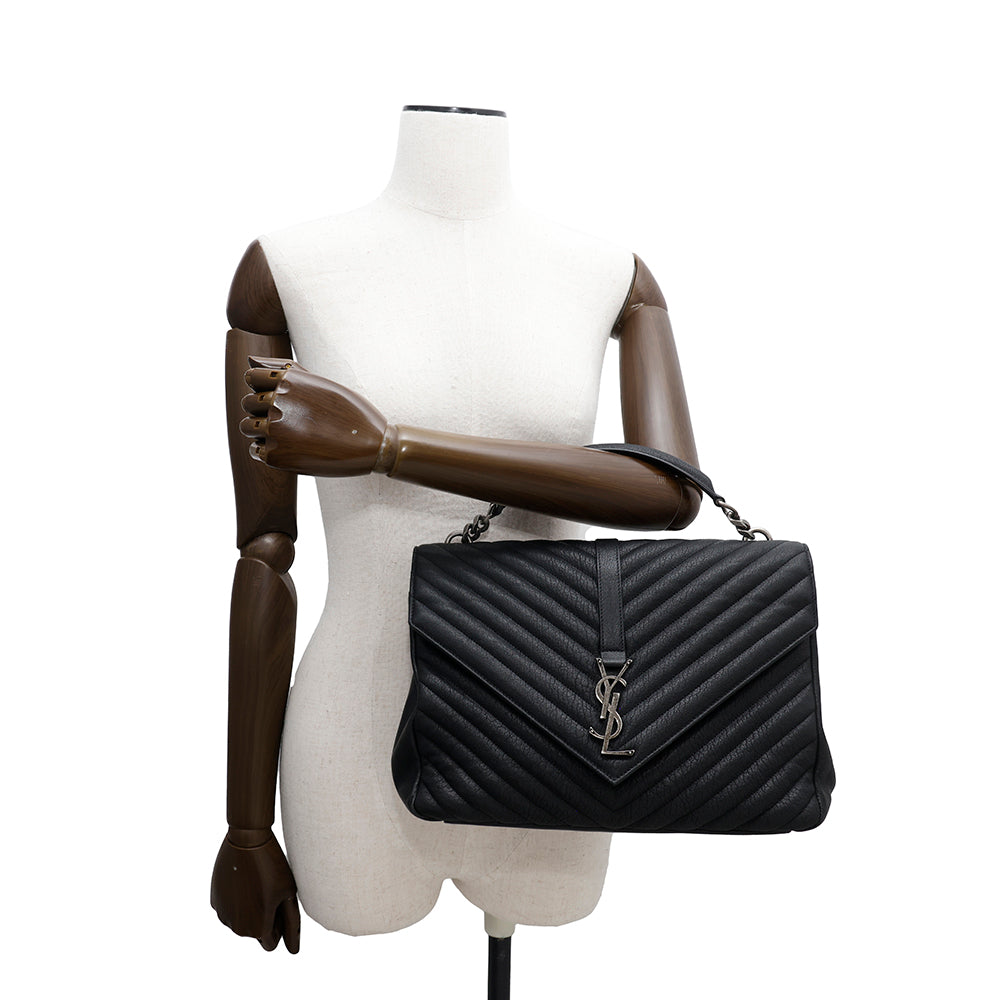 SAINT LAURENT PARIS College 2WAY ChainShoulder Bag Black600278 Leather