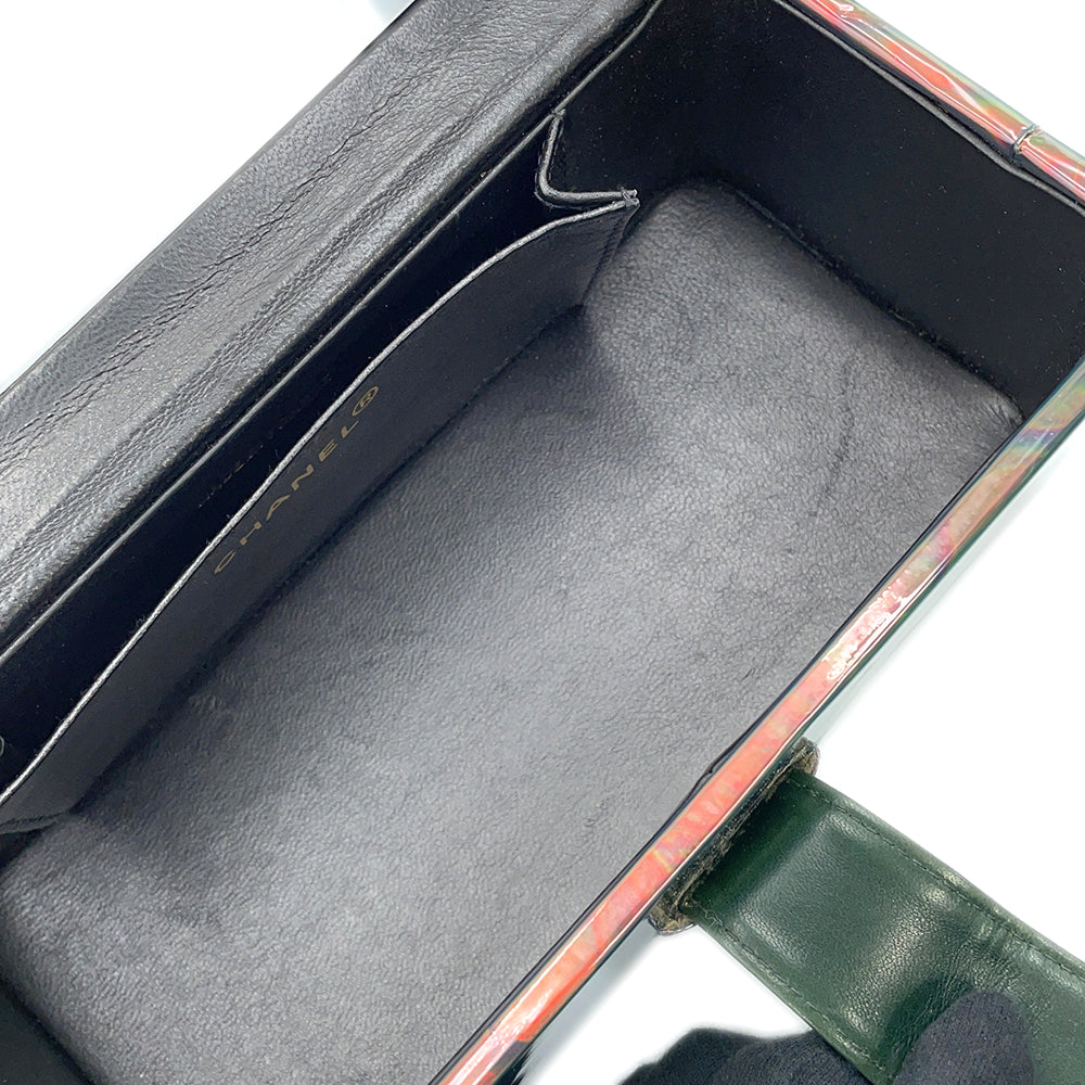 CHANEL Coin Motif 3D Hologram Chain Handbag Multicolor Patent Leather