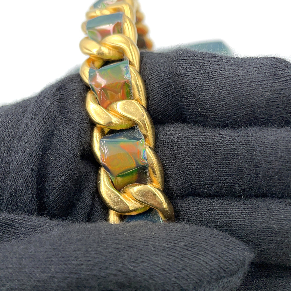 CHANEL Coin Motif 3D Hologram Chain Handbag Multicolor Patent Leather