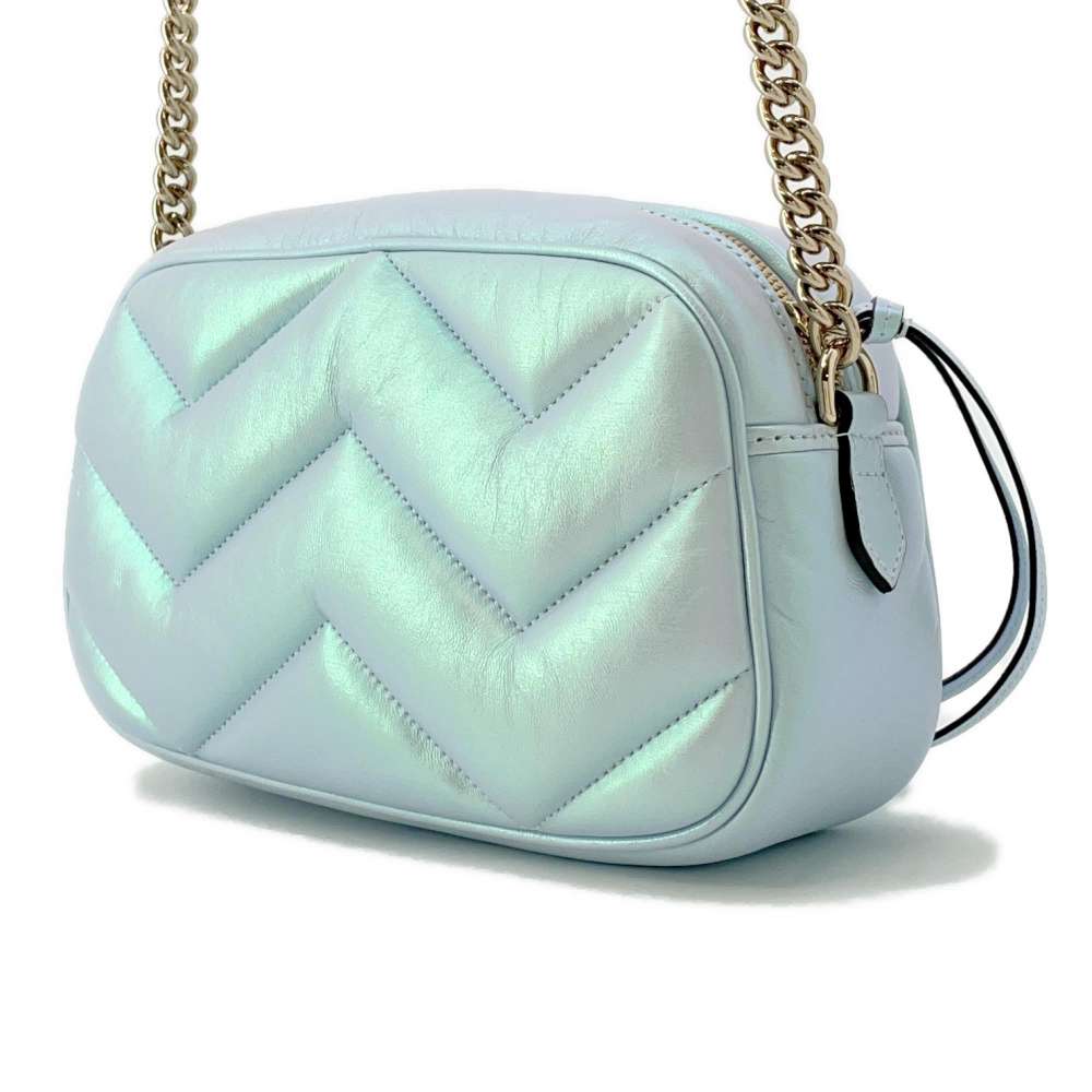 GUCCI GG Marmont Small Shoulder Bag Blue Aurora447632 Leather