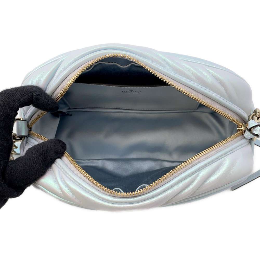 GUCCI GG Marmont Small Shoulder Bag Blue Aurora447632 Leather