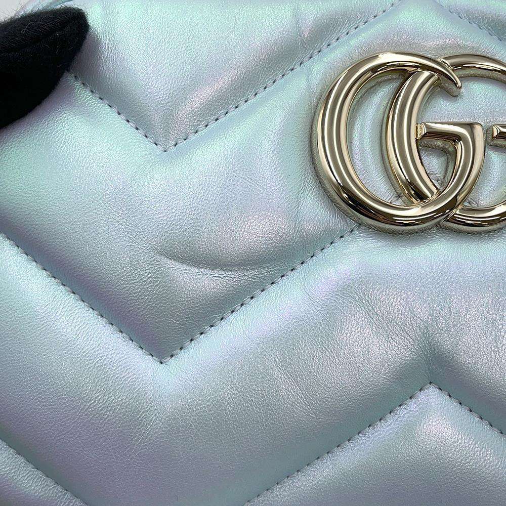 GUCCI GG Marmont Small Shoulder Bag Blue Aurora447632 Leather