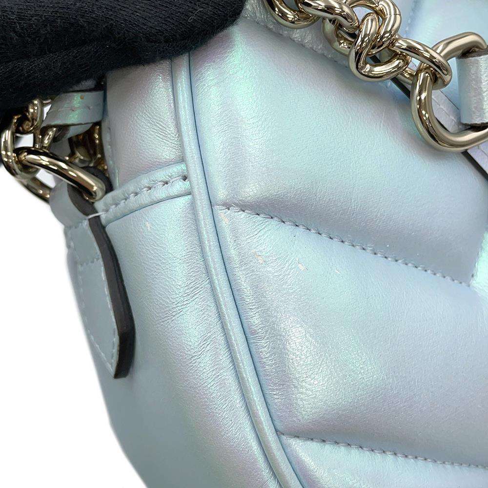 GUCCI GG Marmont Small Shoulder Bag Blue Aurora447632 Leather
