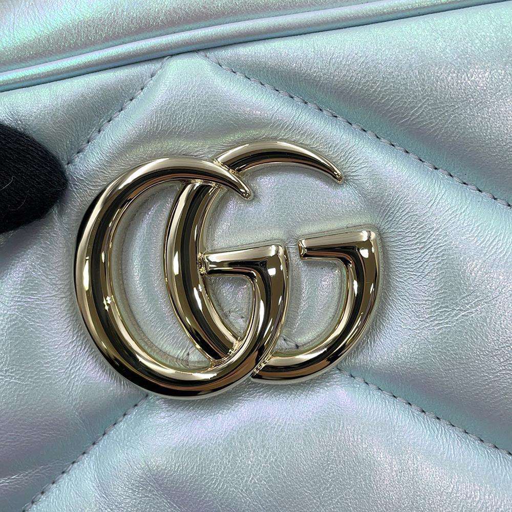 GUCCI GG Marmont Small Shoulder Bag Blue Aurora447632 Leather