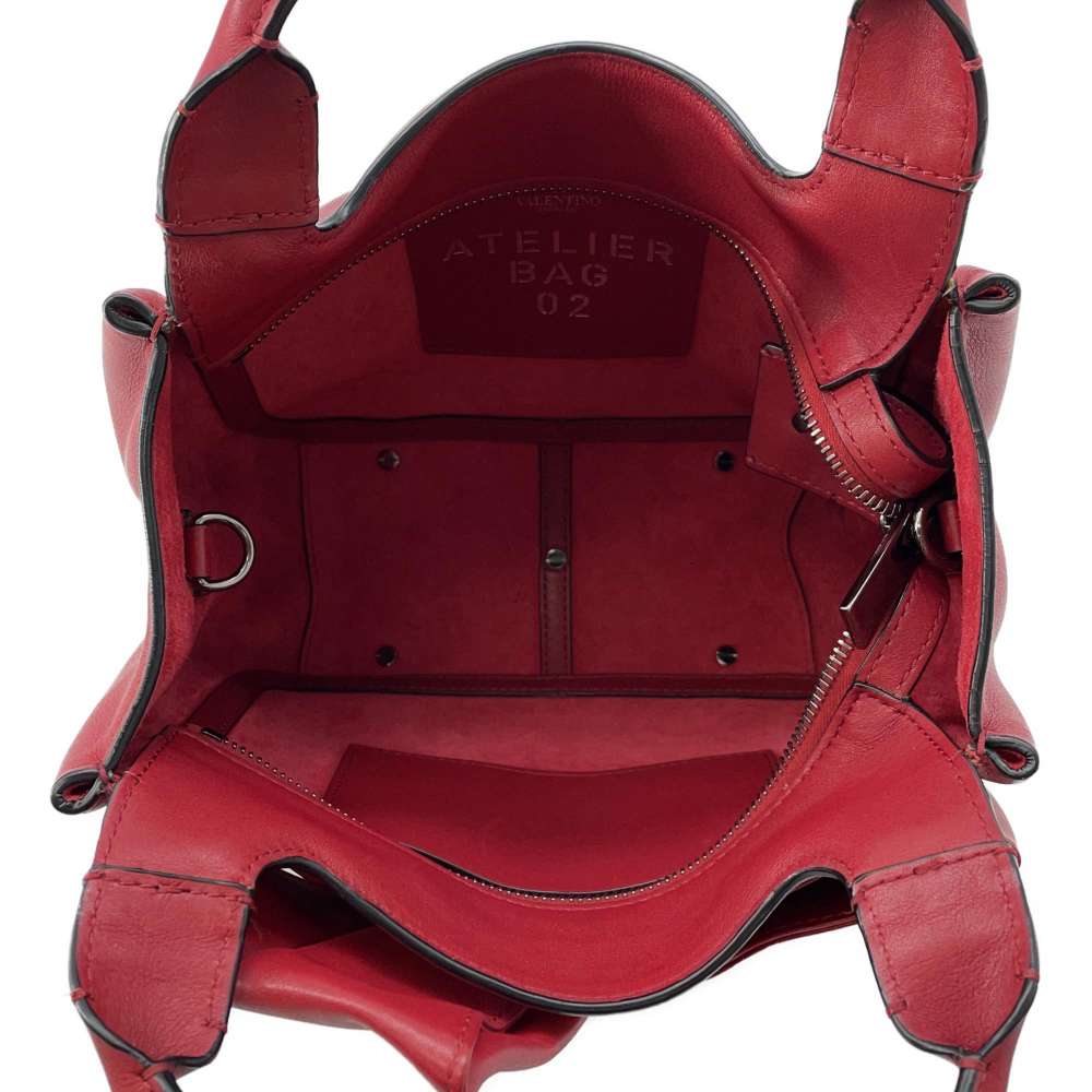 Valentino Garavani Atelier 2WAY Handbag Red Leather