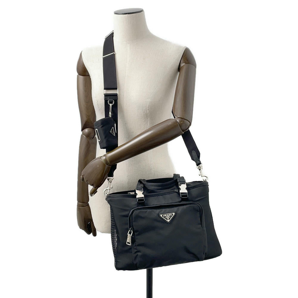 PRADA Re-Nylon Triangle Logo Pet Bag Black2VC030 Nylon