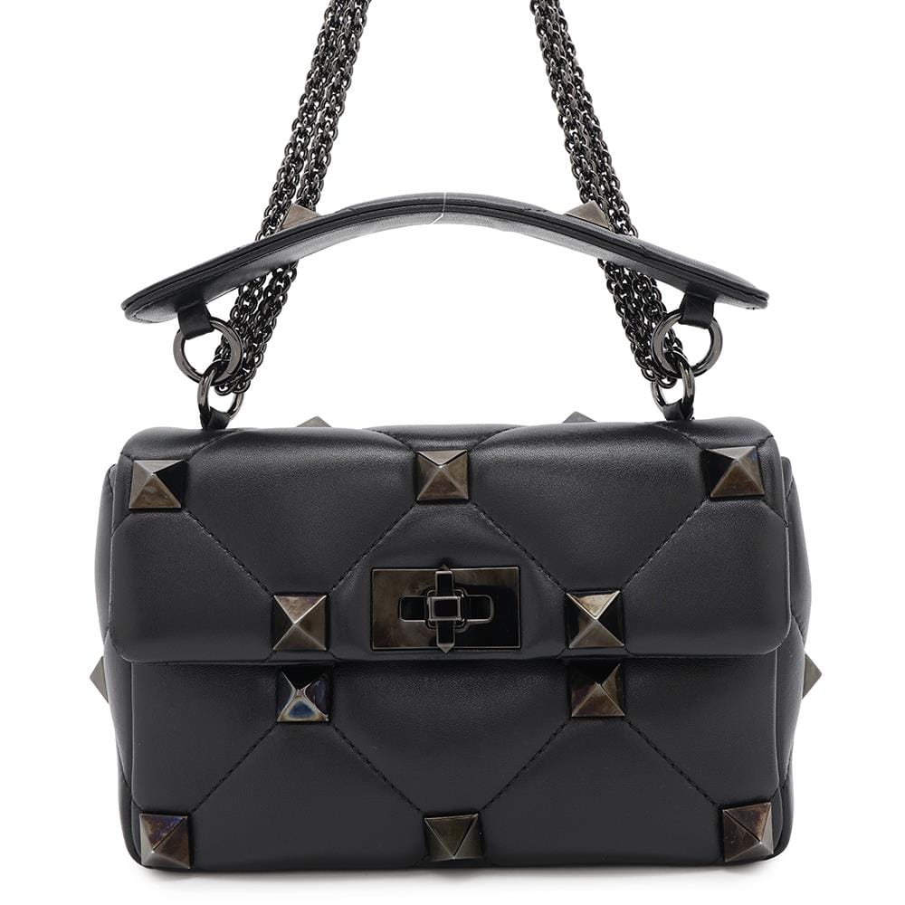 Valentino Garavani Roman Studded 2WAY Shoulder BlackWW2B0I82LWB Leather Size Medium