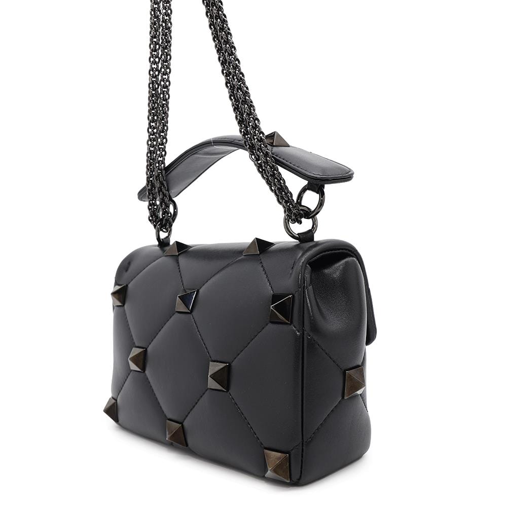 Valentino Garavani Roman Studded 2WAY Shoulder BlackWW2B0I82LWB Leather Size Medium