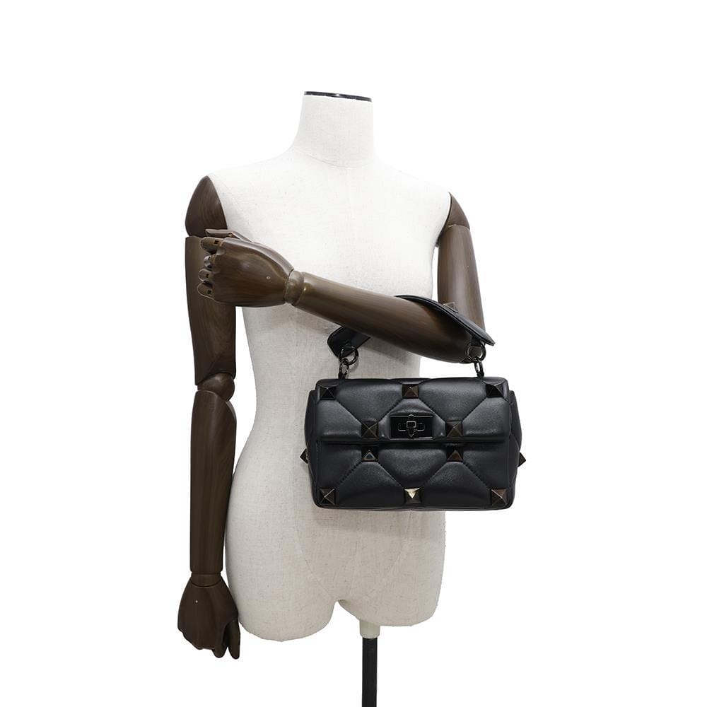 Valentino Garavani Roman Studded 2WAY Shoulder BlackWW2B0I82LWB Leather Size Medium