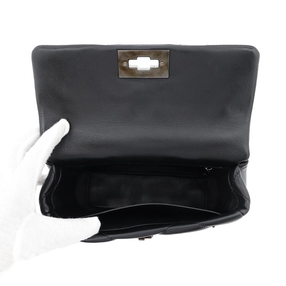 Valentino Garavani Roman Studded 2WAY Shoulder BlackWW2B0I82LWB Leather Size Medium