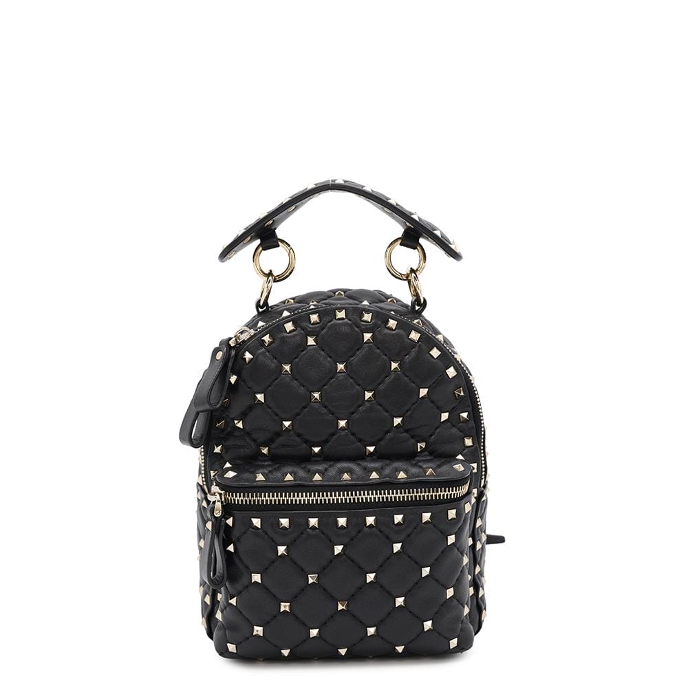 Valentino Garavani Rock Studded Spike Mini Backpack BlackSW2B0B63NAP Leather