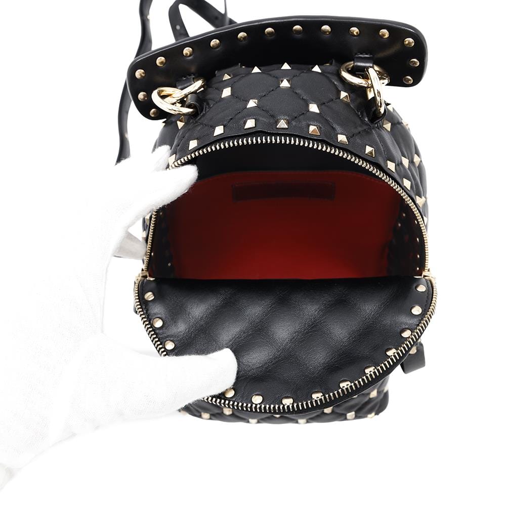 Valentino Garavani Rock Studded Spike Mini Backpack BlackSW2B0B63NAP Leather