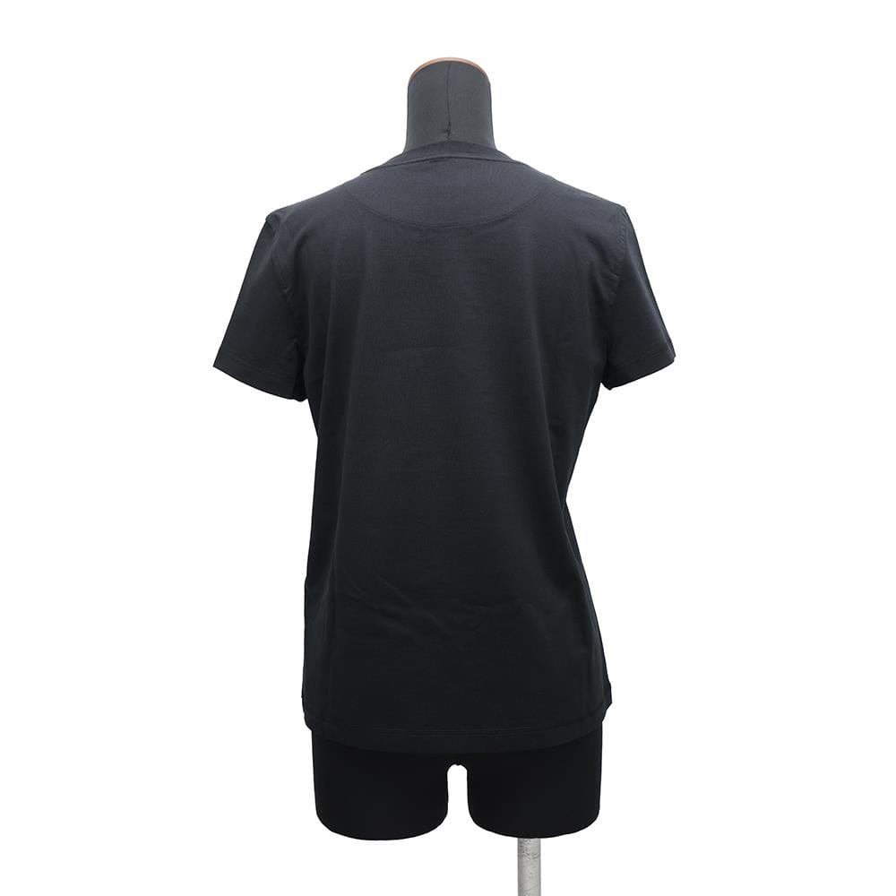 HERMES Cartouche Mall T-Shirt Size 36 Black Cotton100%
