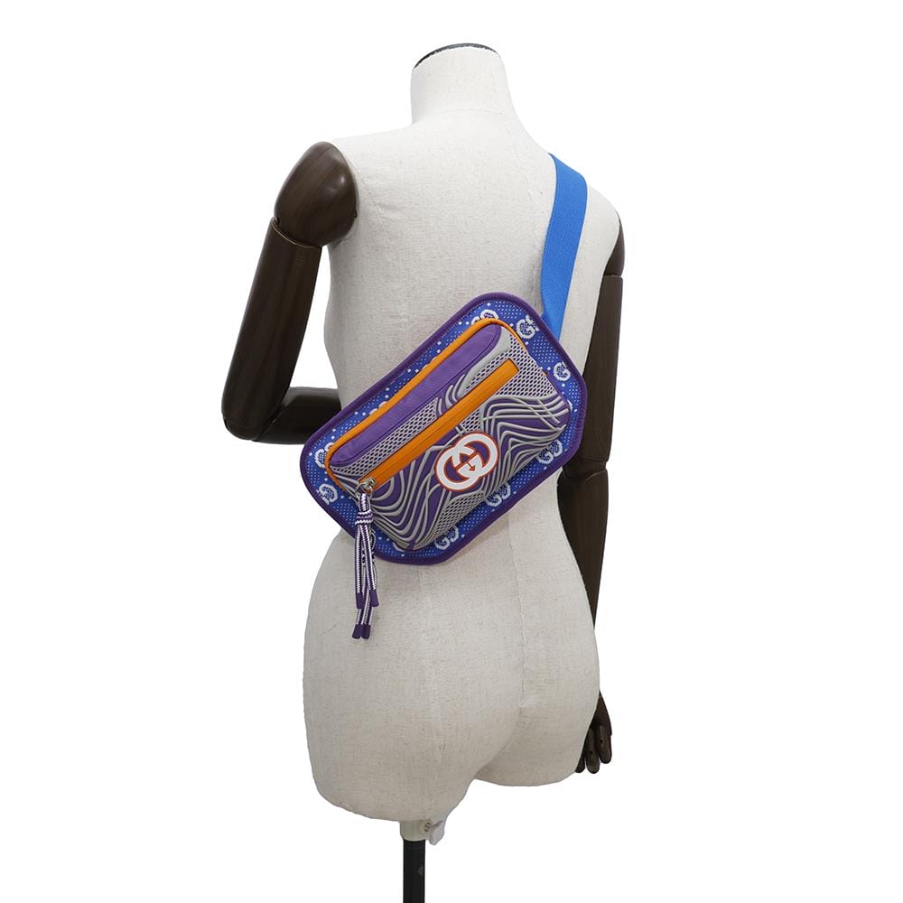 GUCCI GGNylon Belt Bag Blue/Purple752102 Nylon Rubber