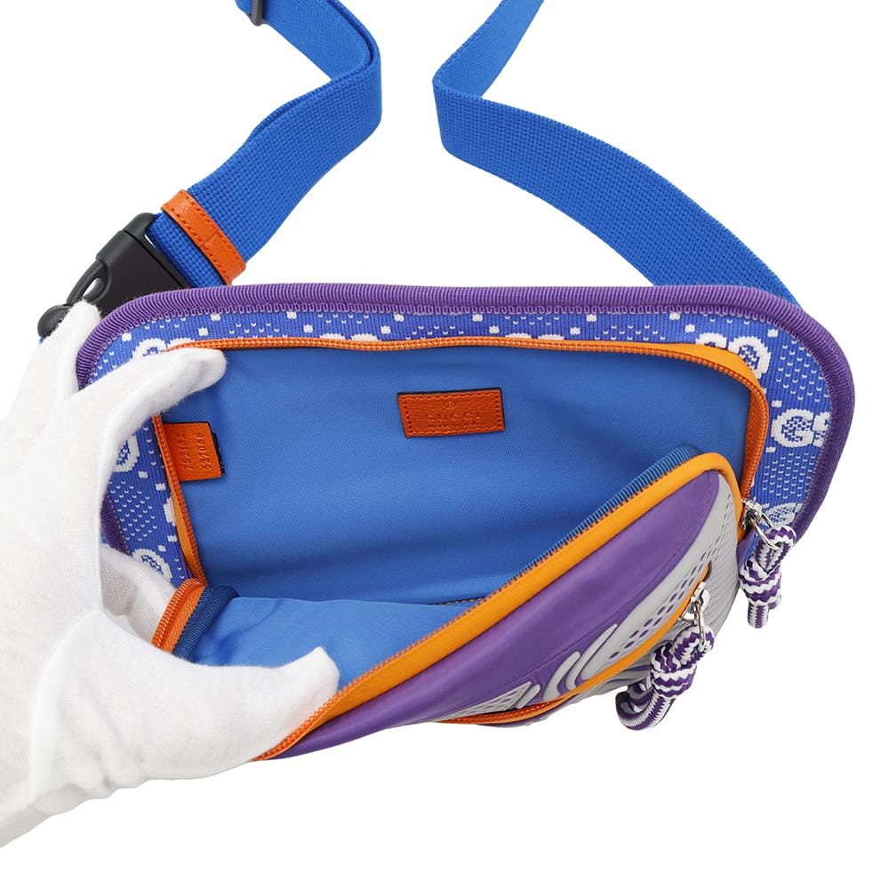 GUCCI GGNylon Belt Bag Blue/Purple752102 Nylon Rubber