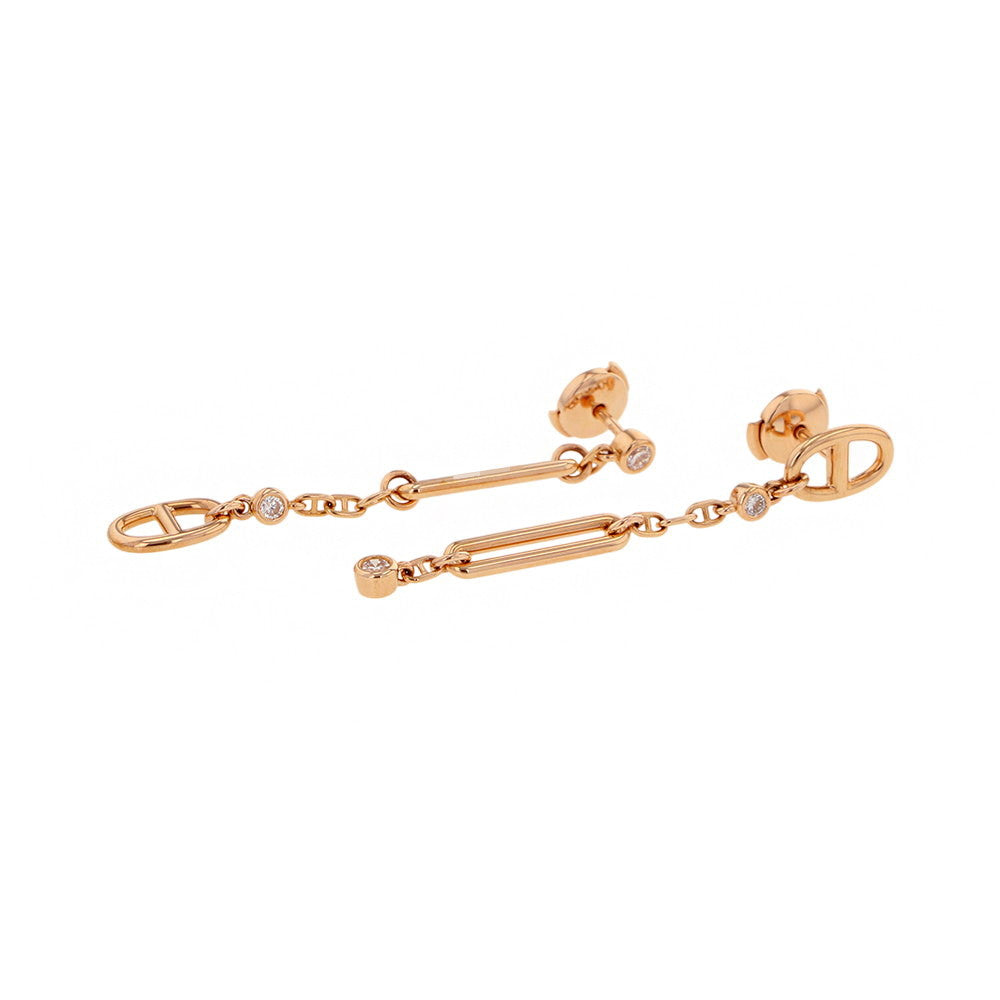 HERMES Earrings 《Chaine d'Ancre Chaos》 18K Pink Gold