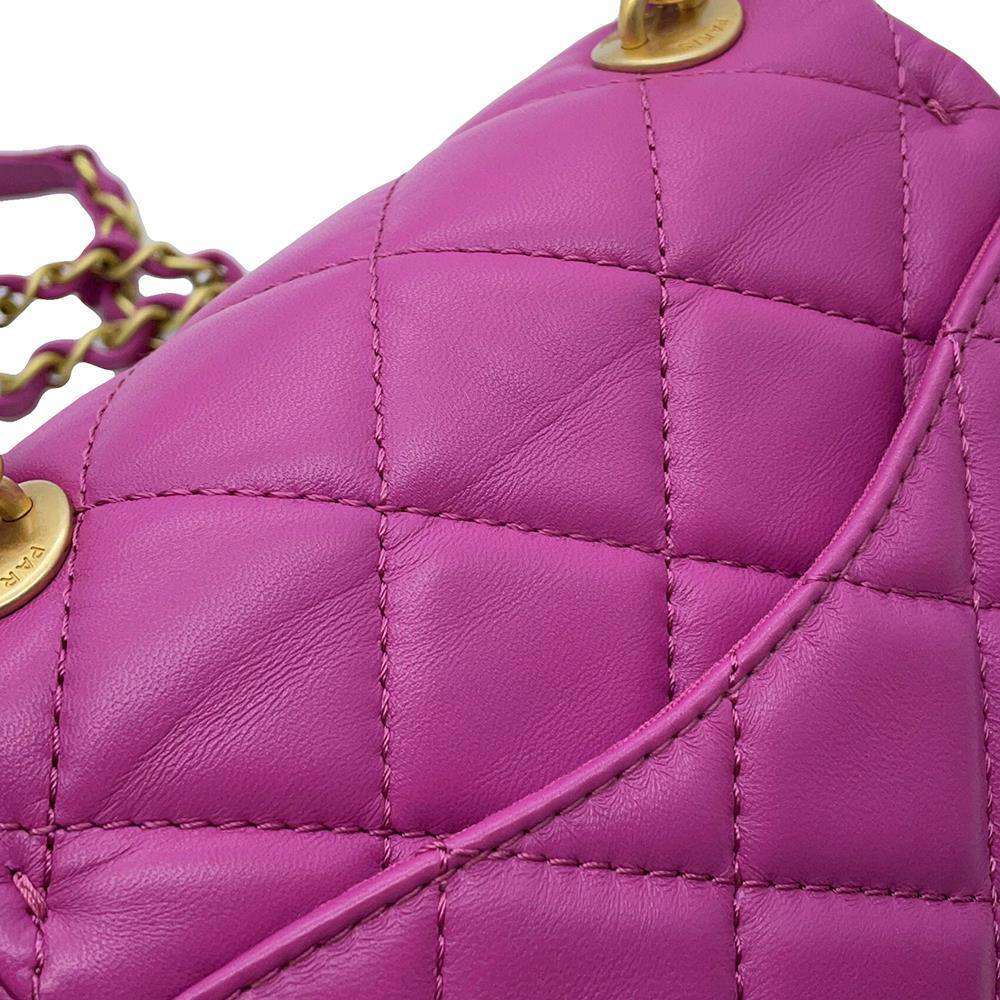 CHANEL Matelasse ChainShoulder Bag Purple Lambskin