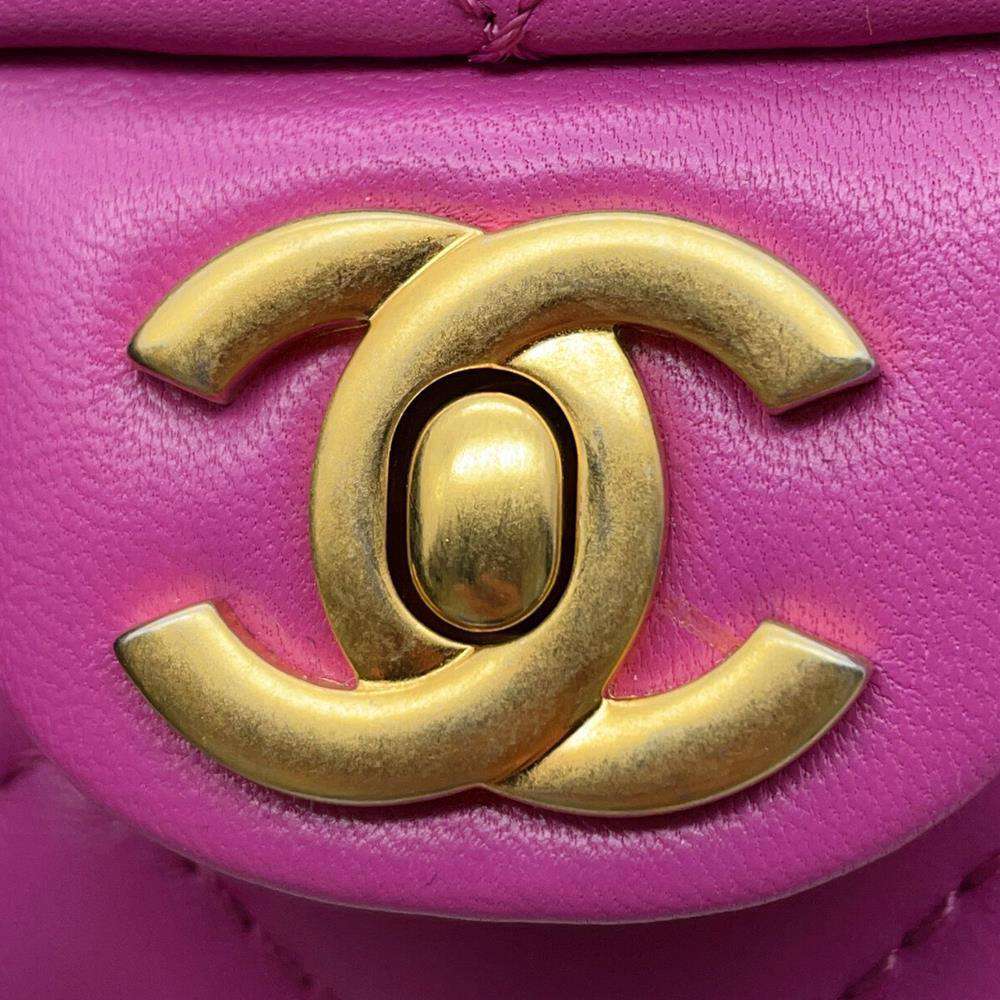 CHANEL Matelasse ChainShoulder Bag Purple Lambskin