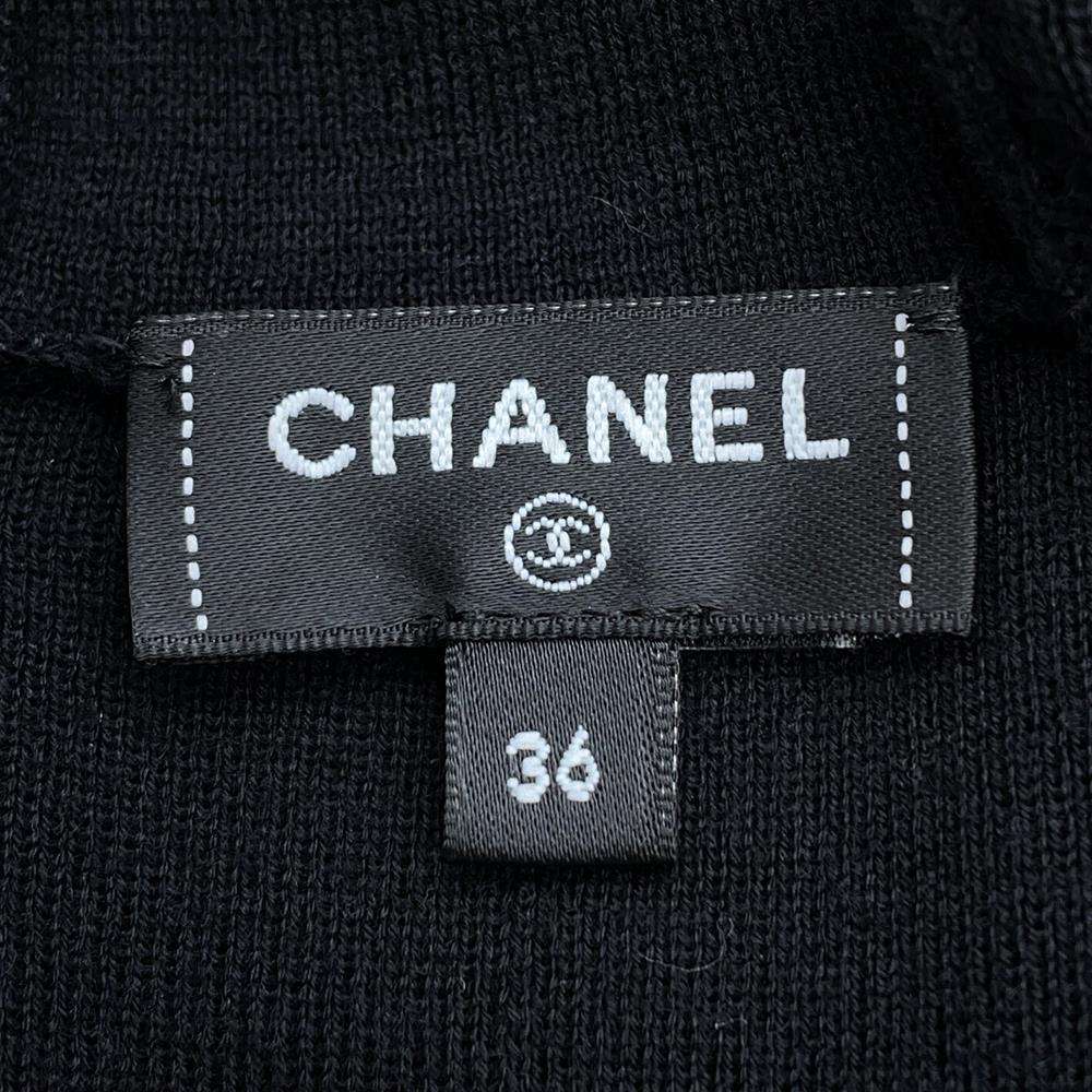 CHANEL CC LogoButton Dress Size 36 BlackP78647 Cotton70% Cashmere30%