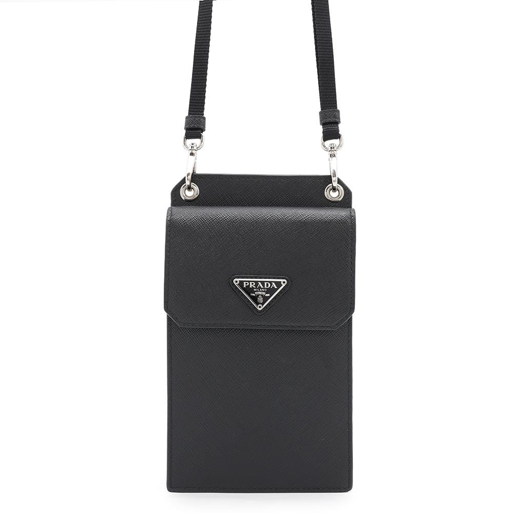 PRADA Saffiano Leather Smartphone Shoulder Bag Black2ZH068 Leather