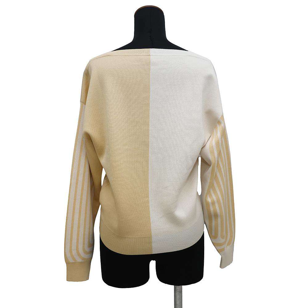 HERMES Grantura Lala Knit Size 34 Ivory/Beige Silk94% Nylon4% Polyurethane2%