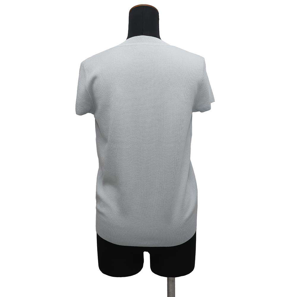 HERMES Short sleeve Knit Top Size 36 Light Blue Silk50% Cashmere50%