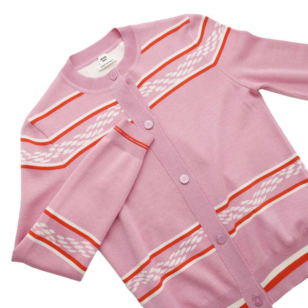 HERMES chaine d'ancre cardigan Size 34 Pink Cashmere48% Silk48% Nylon3% Polyurethane1%