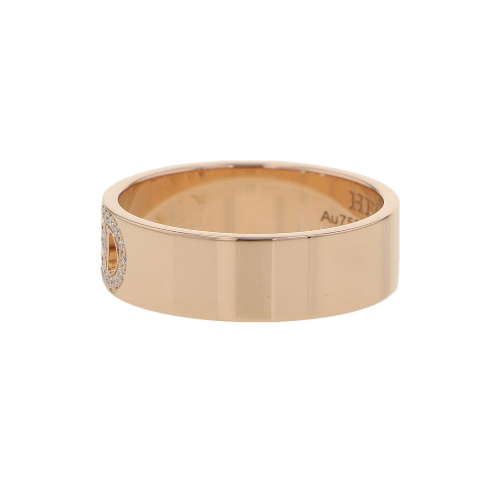 HERMES H Dunkle Ring Size PM/51/#11 18K Pink Gold