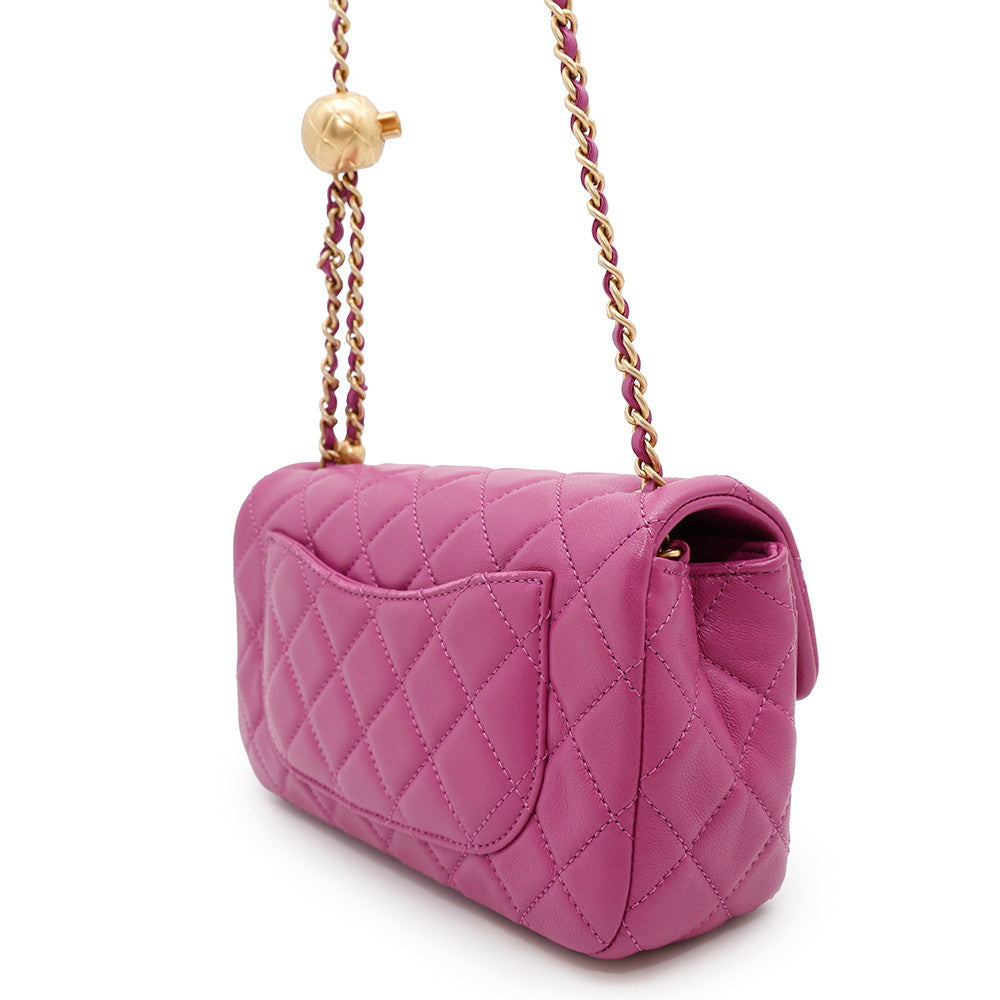 CHANEL Mini Matelasse Single Flap Cocoball ChainShoulder Bag PurpleAS1786 Lambskin Size 20