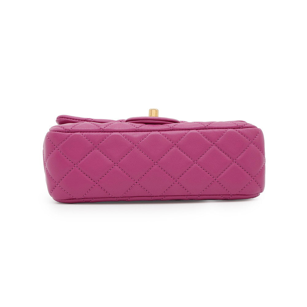 CHANEL Mini Matelasse Single Flap Cocoball ChainShoulder Bag PurpleAS1786 Lambskin Size 20