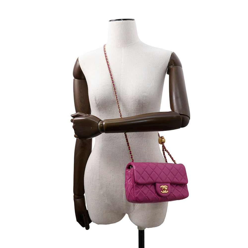 CHANEL Mini Matelasse Single Flap Cocoball ChainShoulder Bag PurpleAS1786 Lambskin Size 20