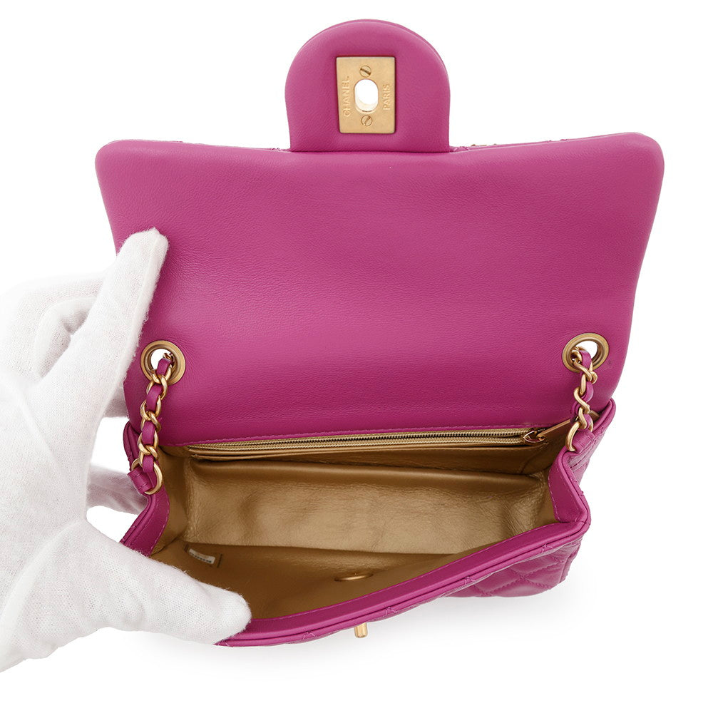 CHANEL Mini Matelasse Single Flap Cocoball ChainShoulder Bag PurpleAS1786 Lambskin Size 20