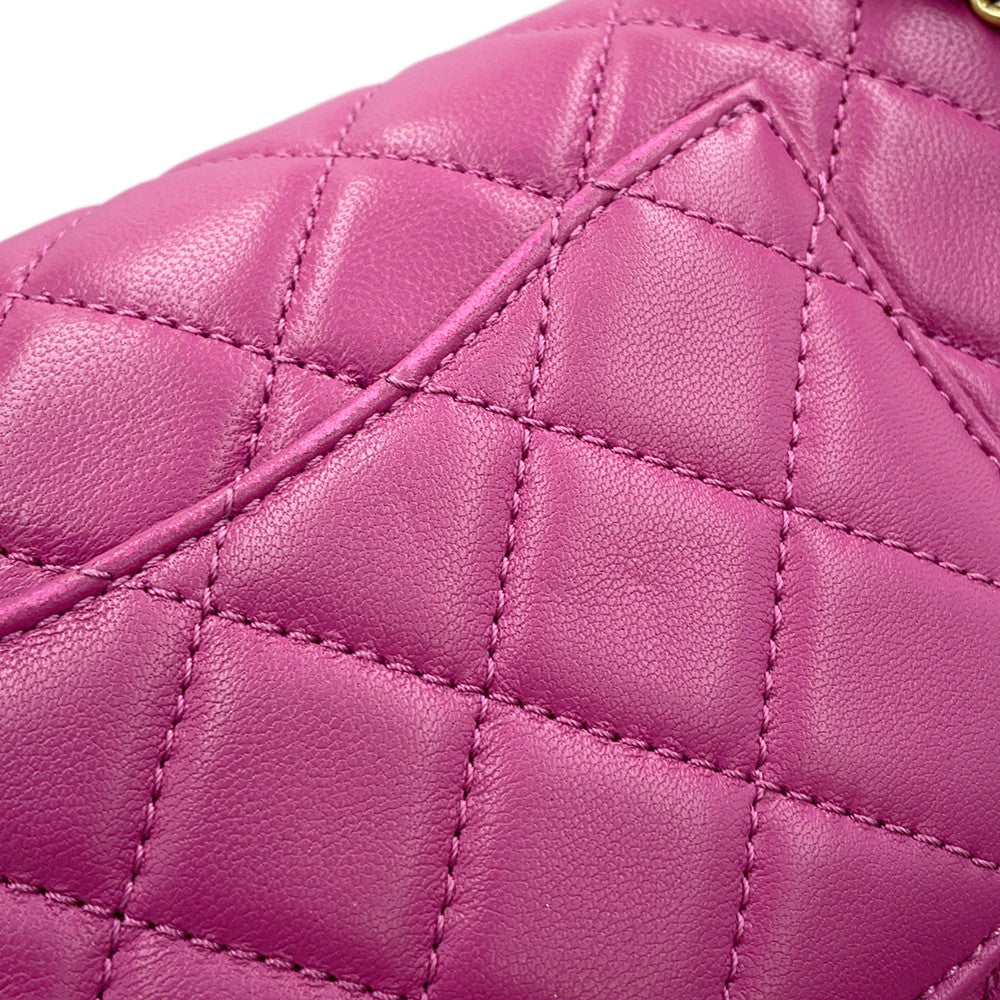 CHANEL Mini Matelasse Single Flap Cocoball ChainShoulder Bag PurpleAS1786 Lambskin Size 20