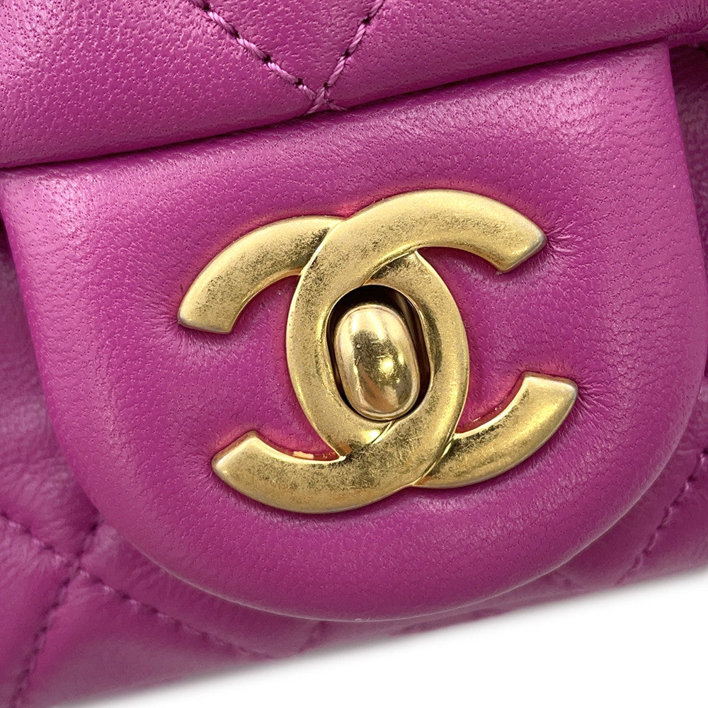 CHANEL Mini Matelasse Single Flap Cocoball ChainShoulder Bag PurpleAS1786 Lambskin Size 20