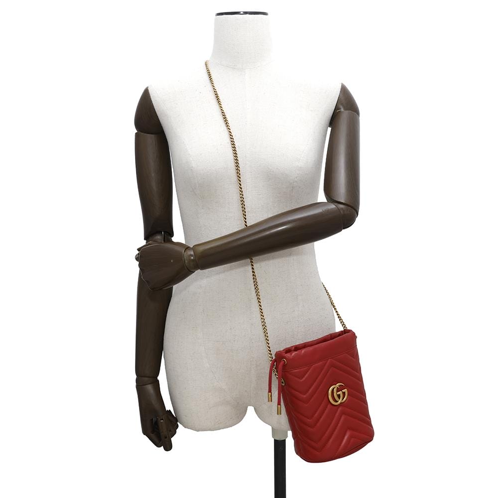 GUCCI GG Marmont mini bucket bag Red575163 Leather