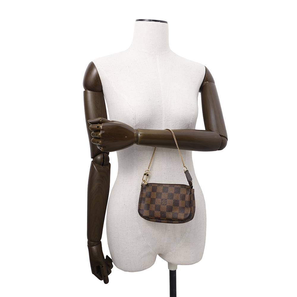 LOUIS VUITTON Mini Pochette Accessoires RedN58009 Damier Ebene Canvas