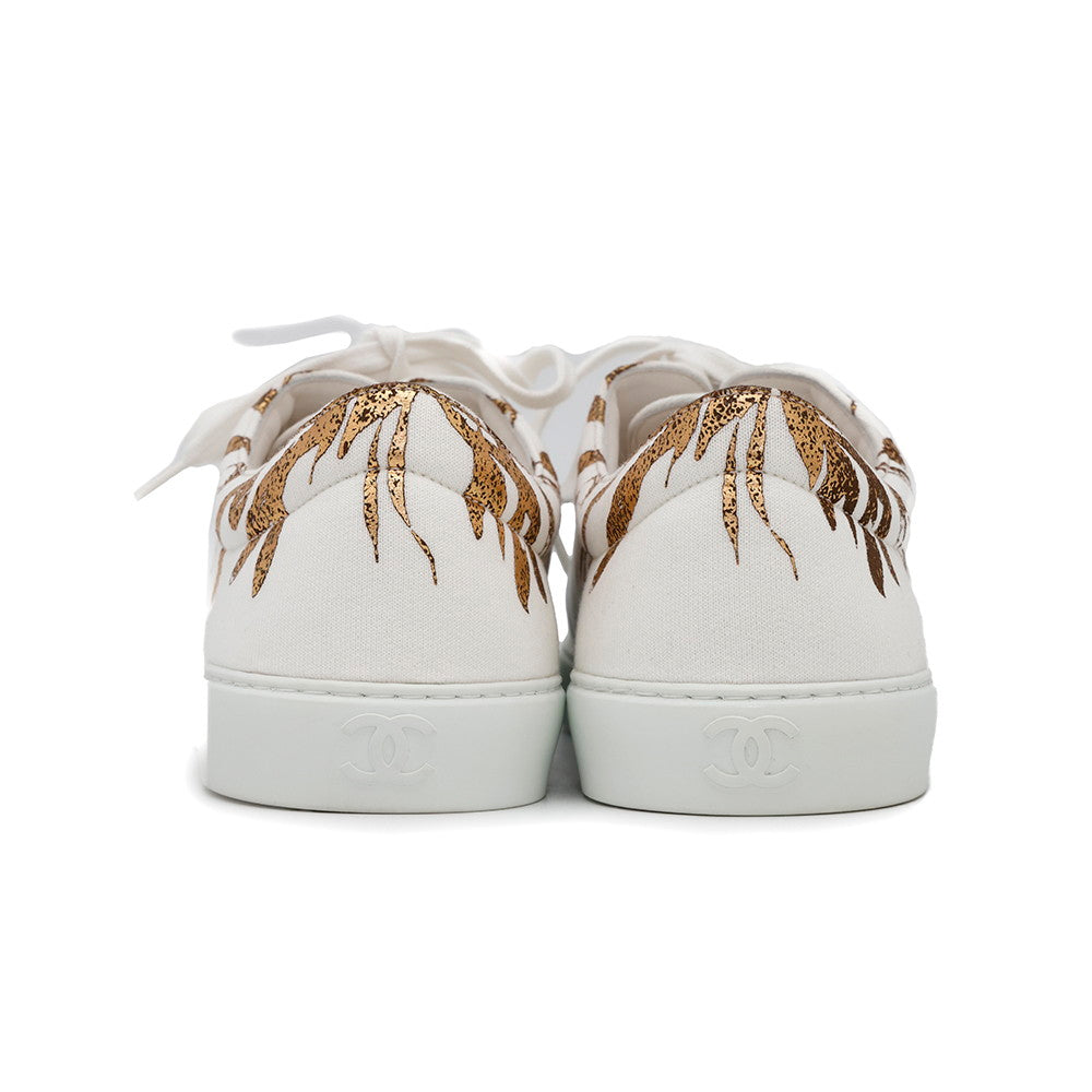 CHANEL Slip-on Sneakers WhiteG31747 Leather Canvas Size 43