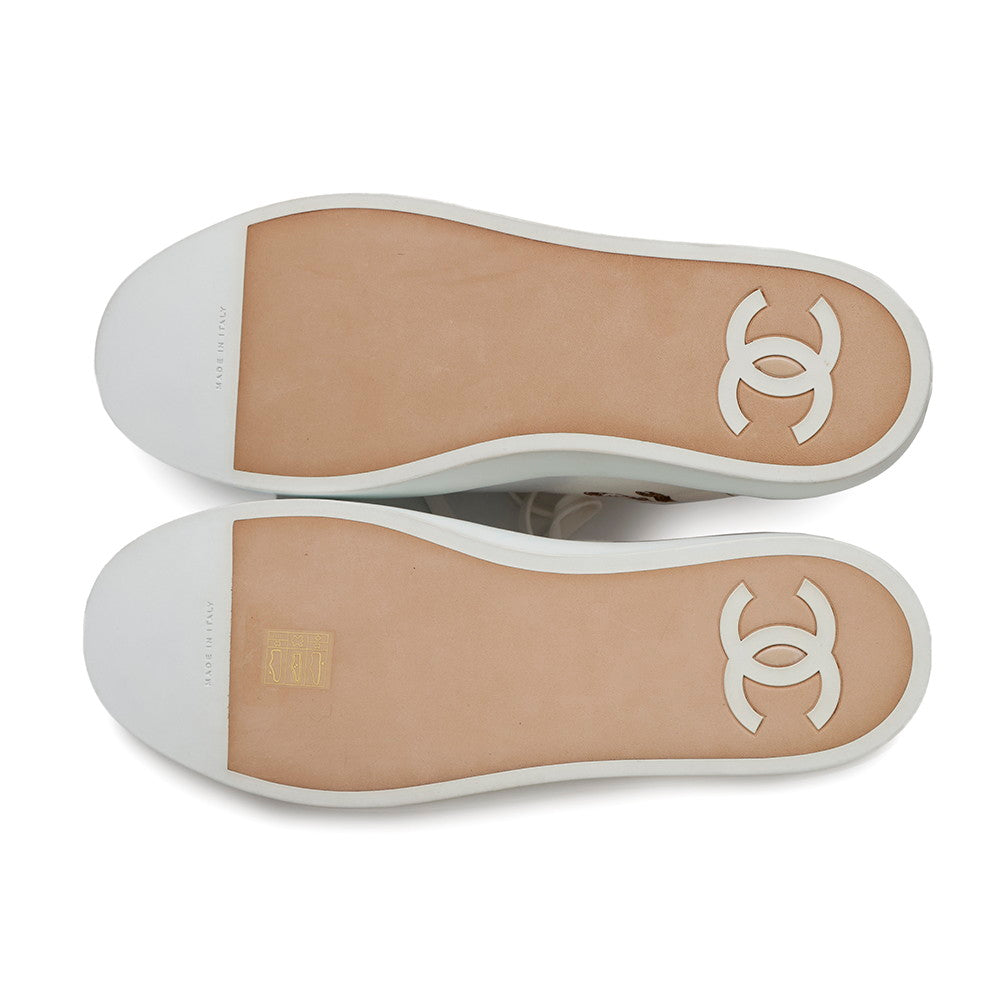 CHANEL Slip-on Sneakers WhiteG31747 Leather Canvas Size 43