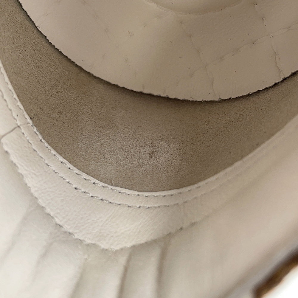 CHANEL Slip-on Sneakers WhiteG31747 Leather Canvas Size 43