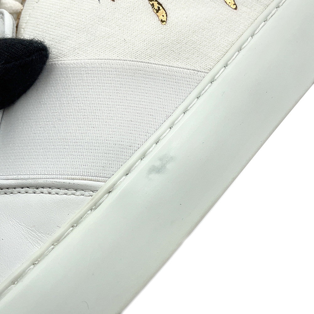 CHANEL Slip-on Sneakers WhiteG31747 Leather Canvas Size 43
