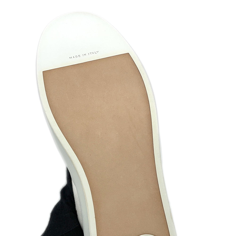 CHANEL Slip-on Sneakers WhiteG31747 Leather Canvas Size 43