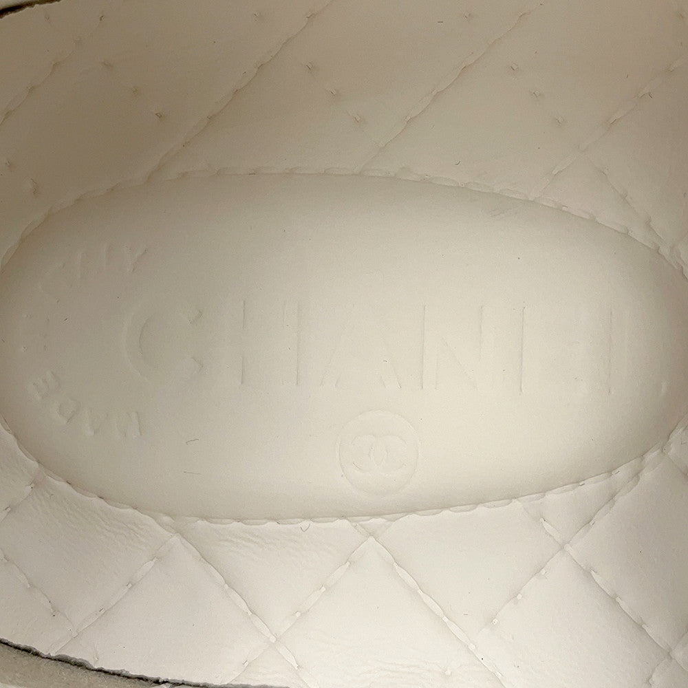 CHANEL Slip-on Sneakers WhiteG31747 Leather Canvas Size 43