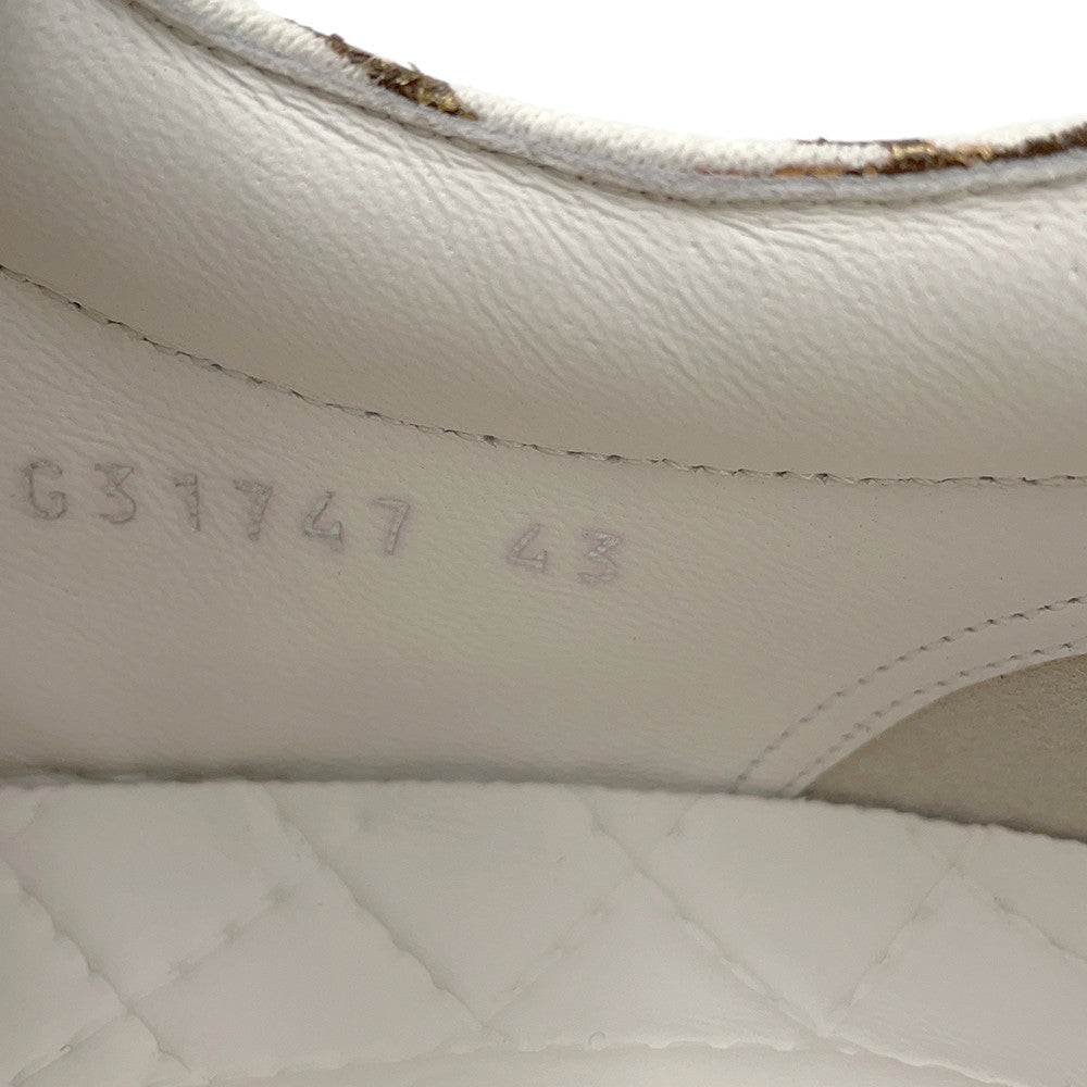 CHANEL Slip-on Sneakers WhiteG31747 Leather Canvas Size 43