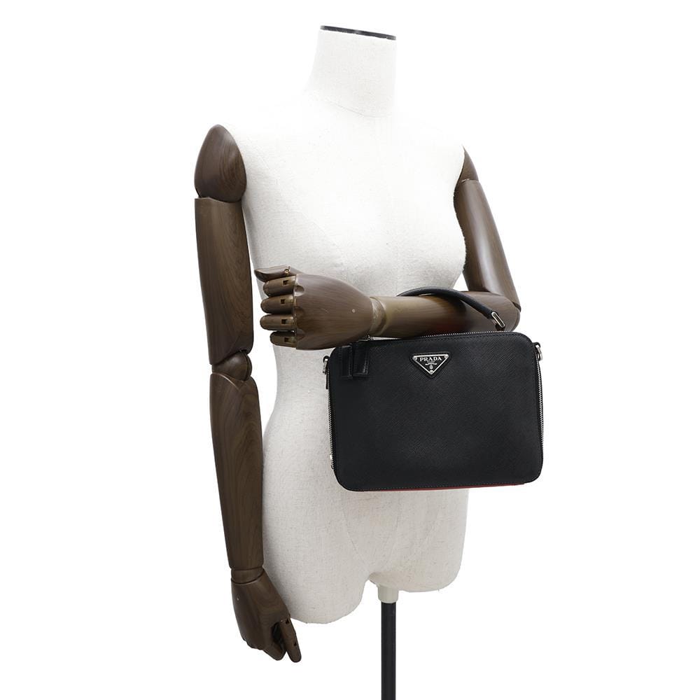 PRADA Brique 2WAY Shoulder Bag Black/Red2VH069 Saffiano LeatherLeather