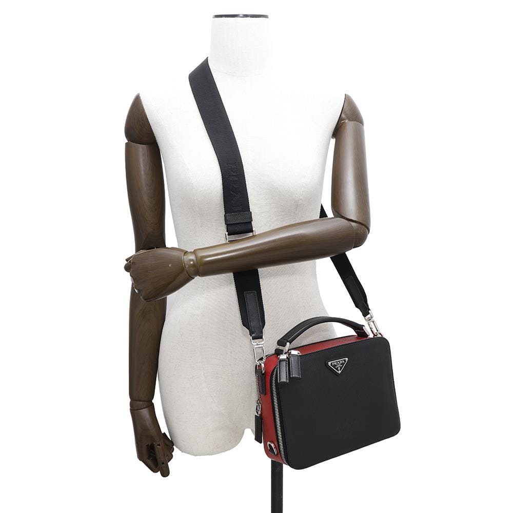 PRADA Brique 2WAY Shoulder Bag Black/Red2VH069 Saffiano LeatherLeather
