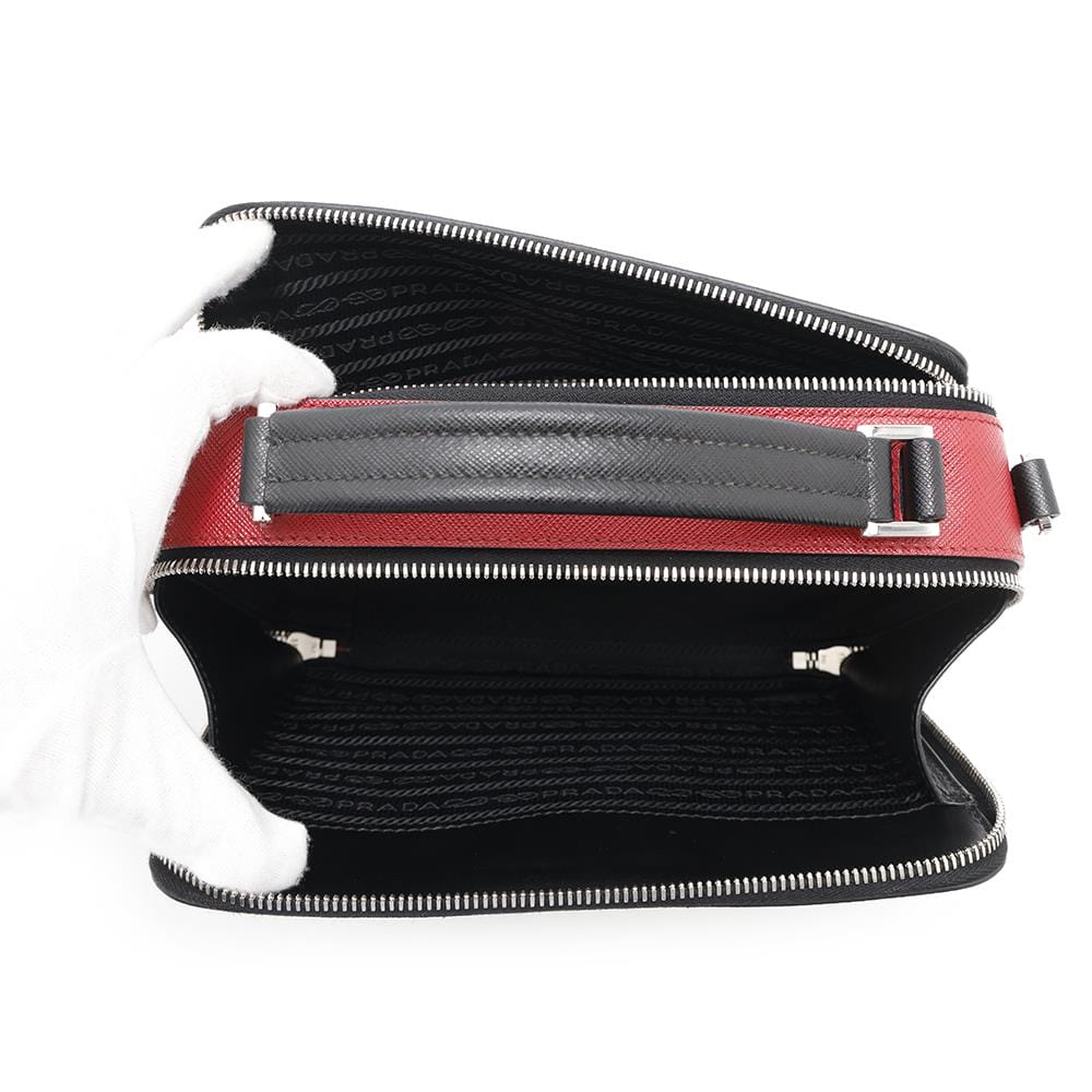 PRADA Brique 2WAY Shoulder Bag Black/Red2VH069 Saffiano LeatherLeather