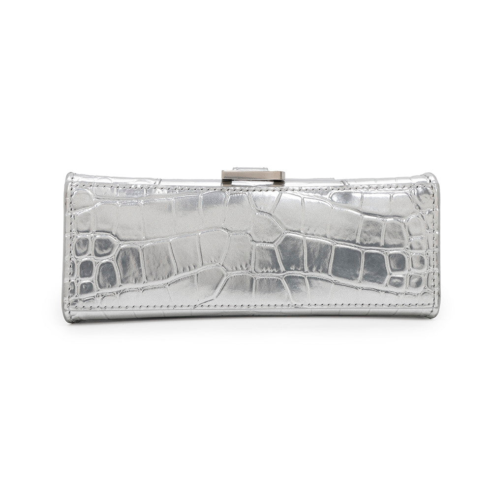 BALENCIAGA Hourglass 2wayBag Silver592833 Croco embossed leather Size XS