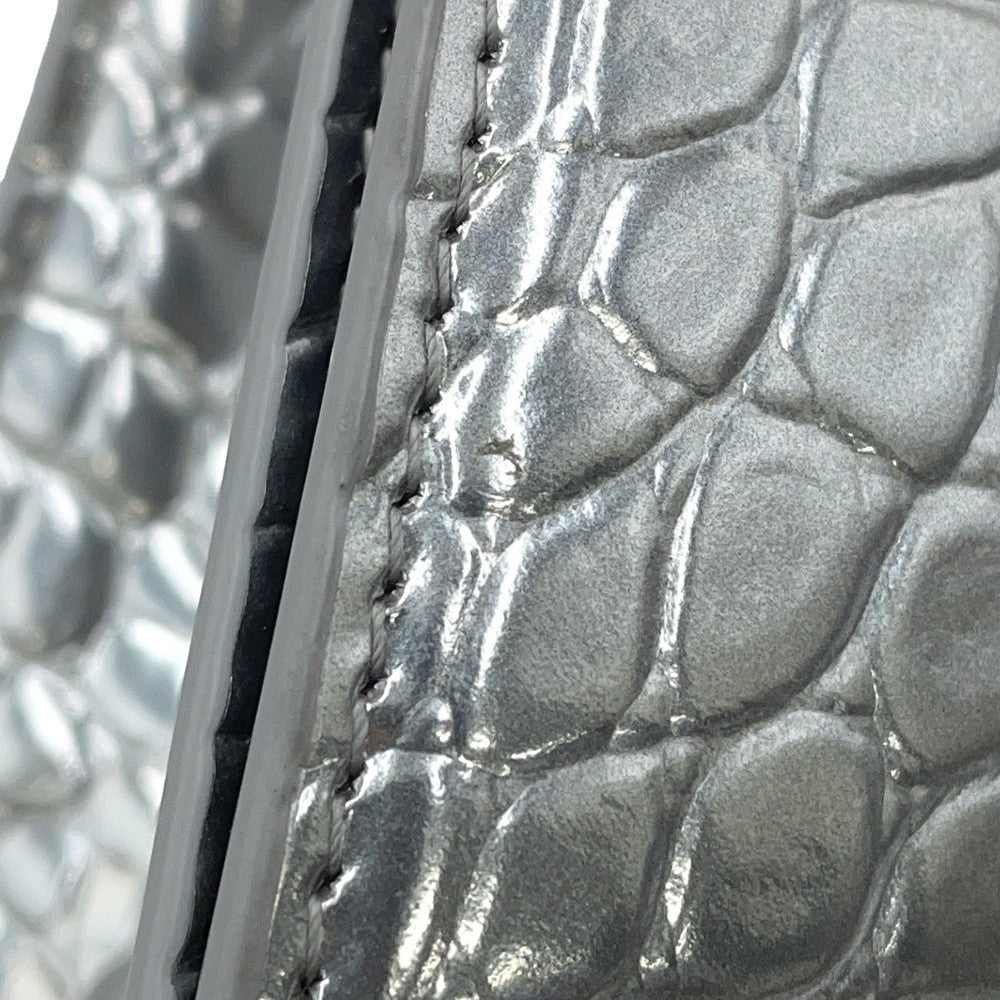BALENCIAGA Hourglass 2wayBag Silver592833 Croco embossed leather Size XS
