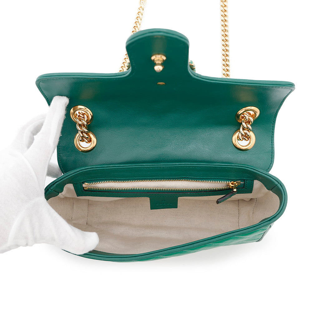 GUCCI GG Marmont ChainShoulder Bag Green443497 Leather