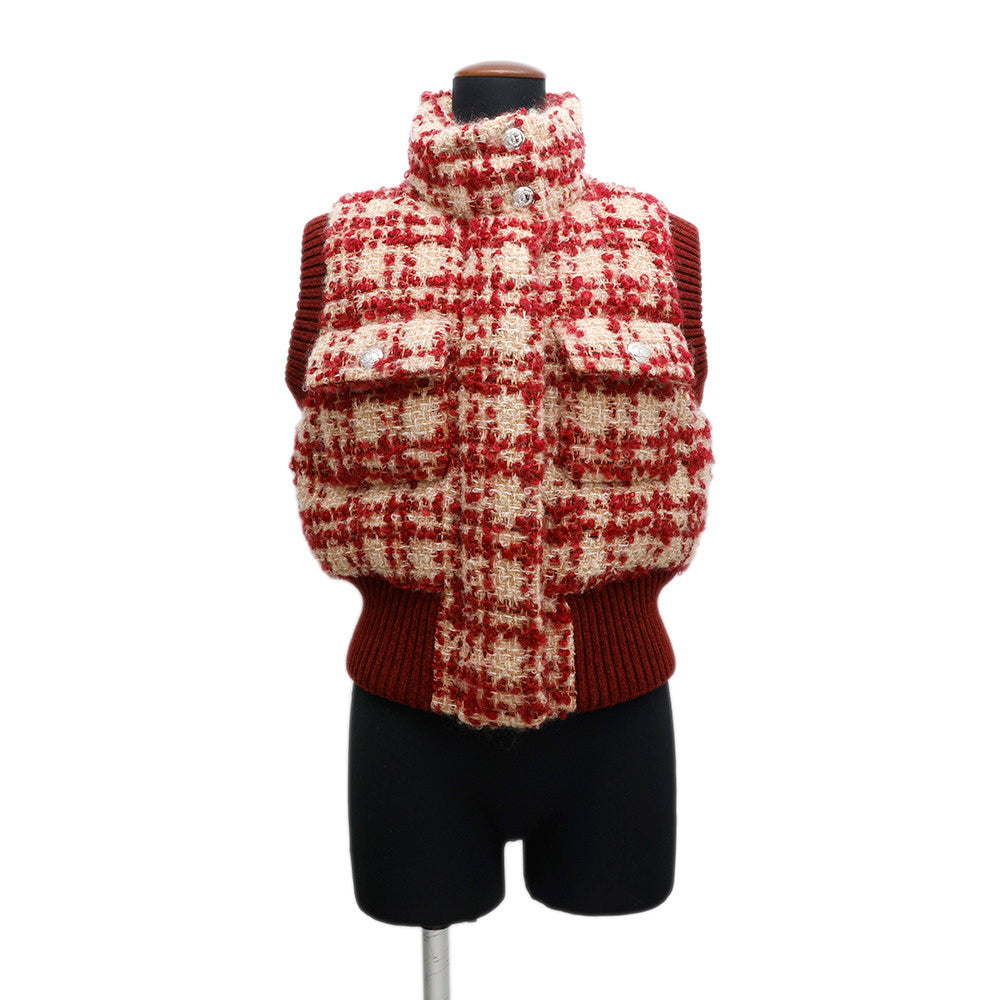 CHANEL Tweed vest Size 34 Red/BeigeP77367 V69283 Mohair  43% Wool  41% Polyester9% Nylon5% Linen2%